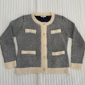 Sioni Black and Cream Women's Cardigan
